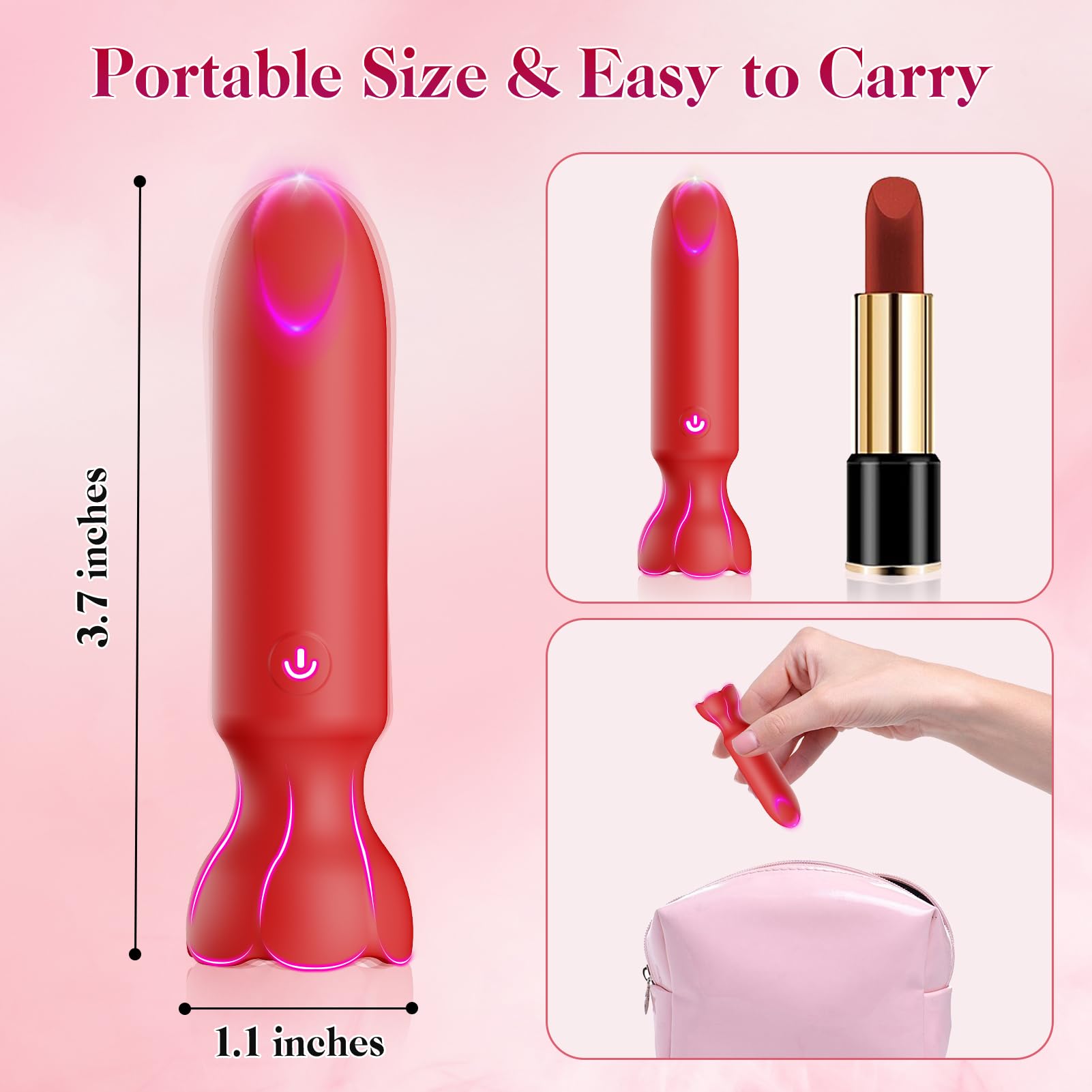 Mini Bullet Vibrator Adult Toys - Vibrators App Controlled Female Sex Toys with 9 Vibration Modes, Lipstick G Spot Dildo Clitoral Vibrator, Long Distance Discreet Vibrator for Women & Couples (): Pink