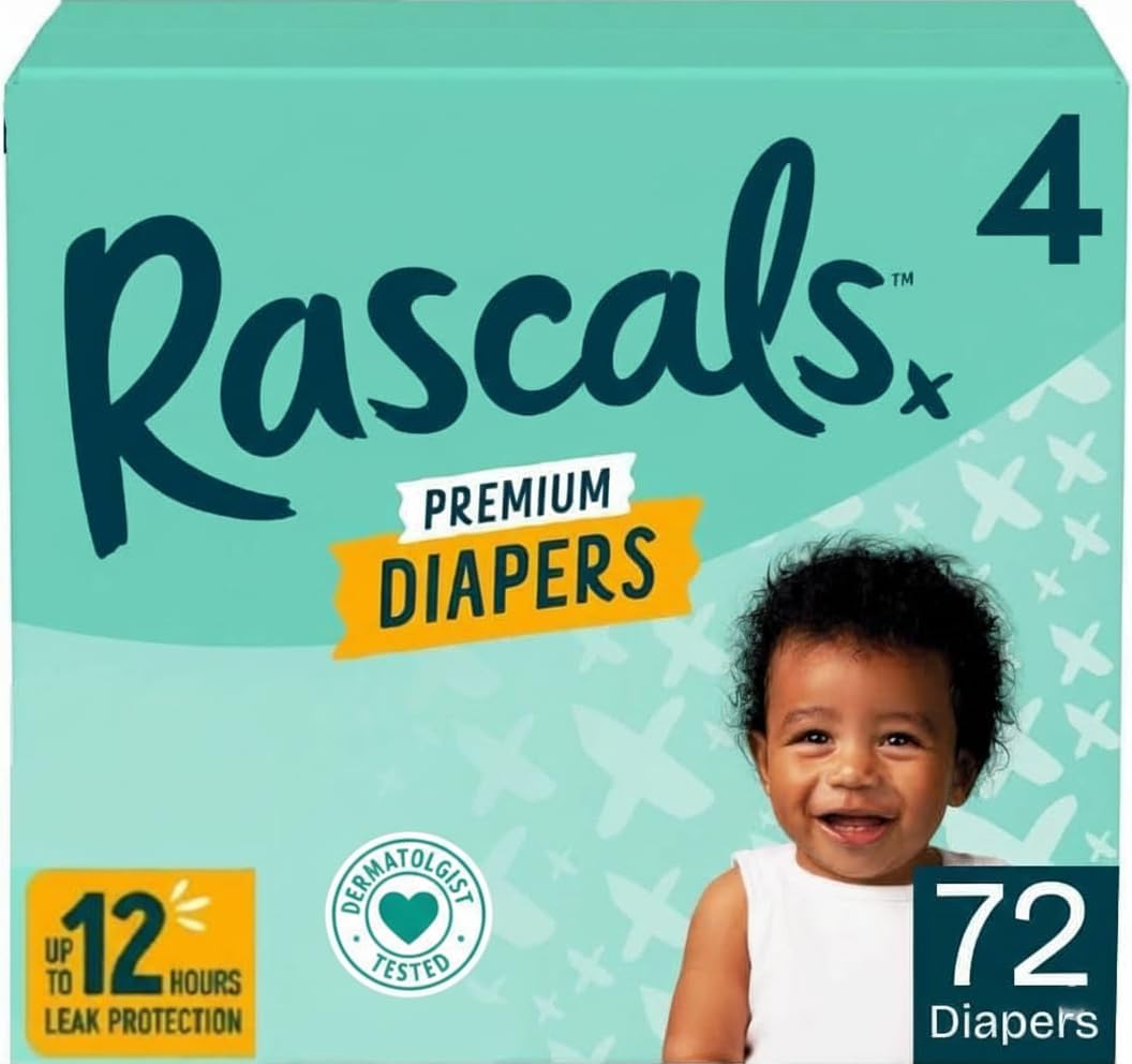 Rascals Premium Baby Diapers Size 4/72 Count,