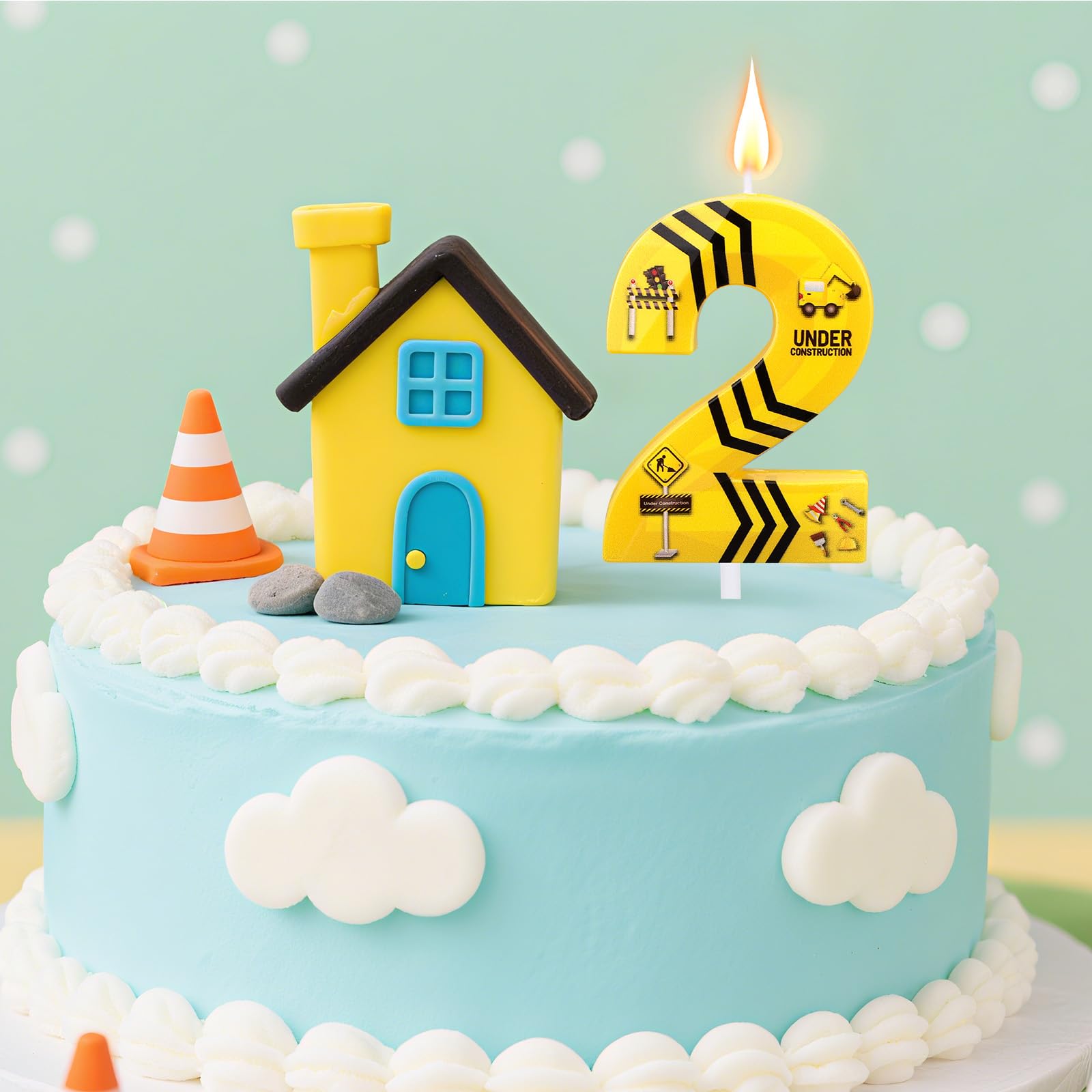 Bougie Construction, Joyeux Bougie D'Anniversaire Bougies Numérotées Bougies Rayées Jaunes Et Noires Pour Décorations De Fournitures De Fête D'Anniversaire Construction De Garçons (Numéro 4