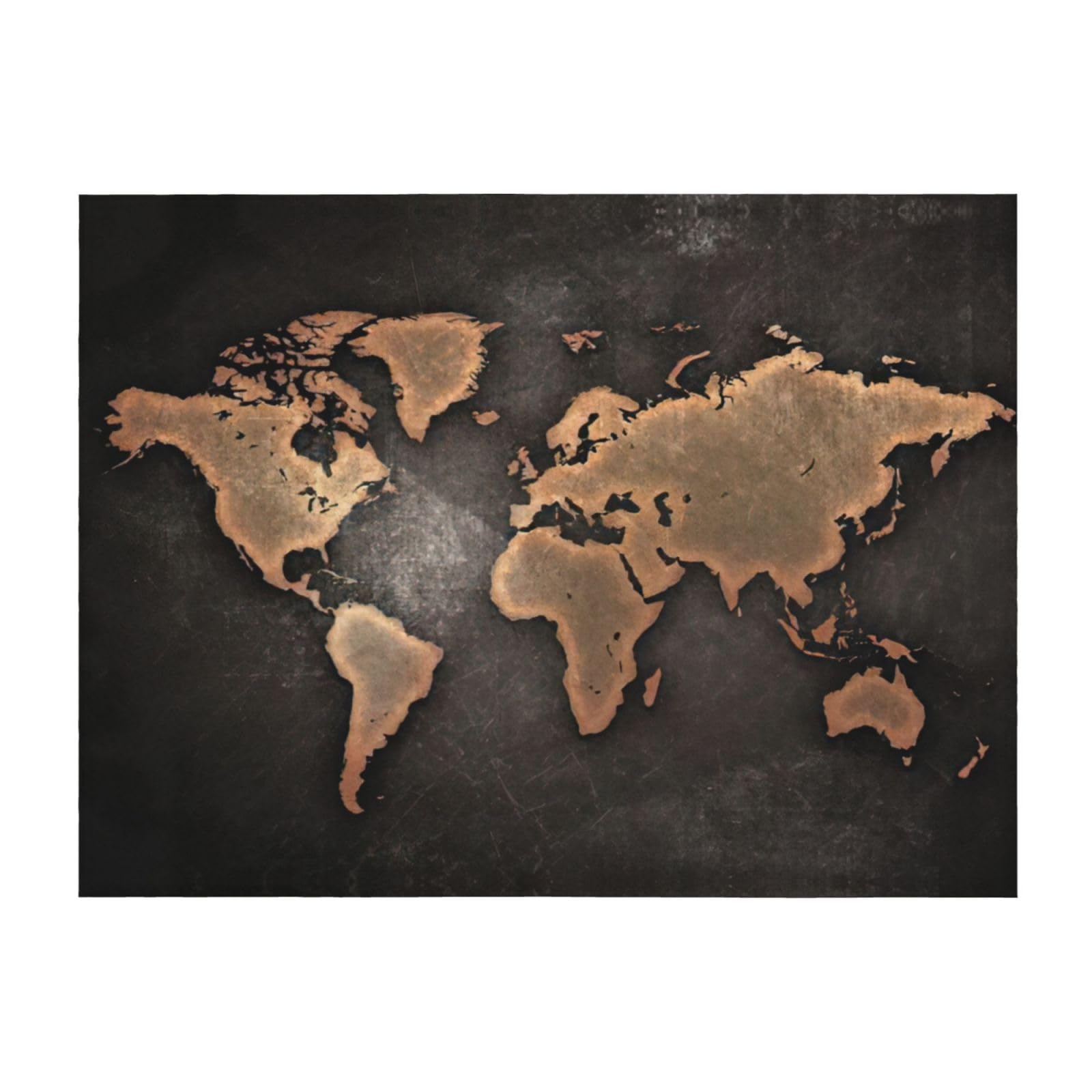 Couverture lit microfibre EdWal imprimée carte du monde rouille