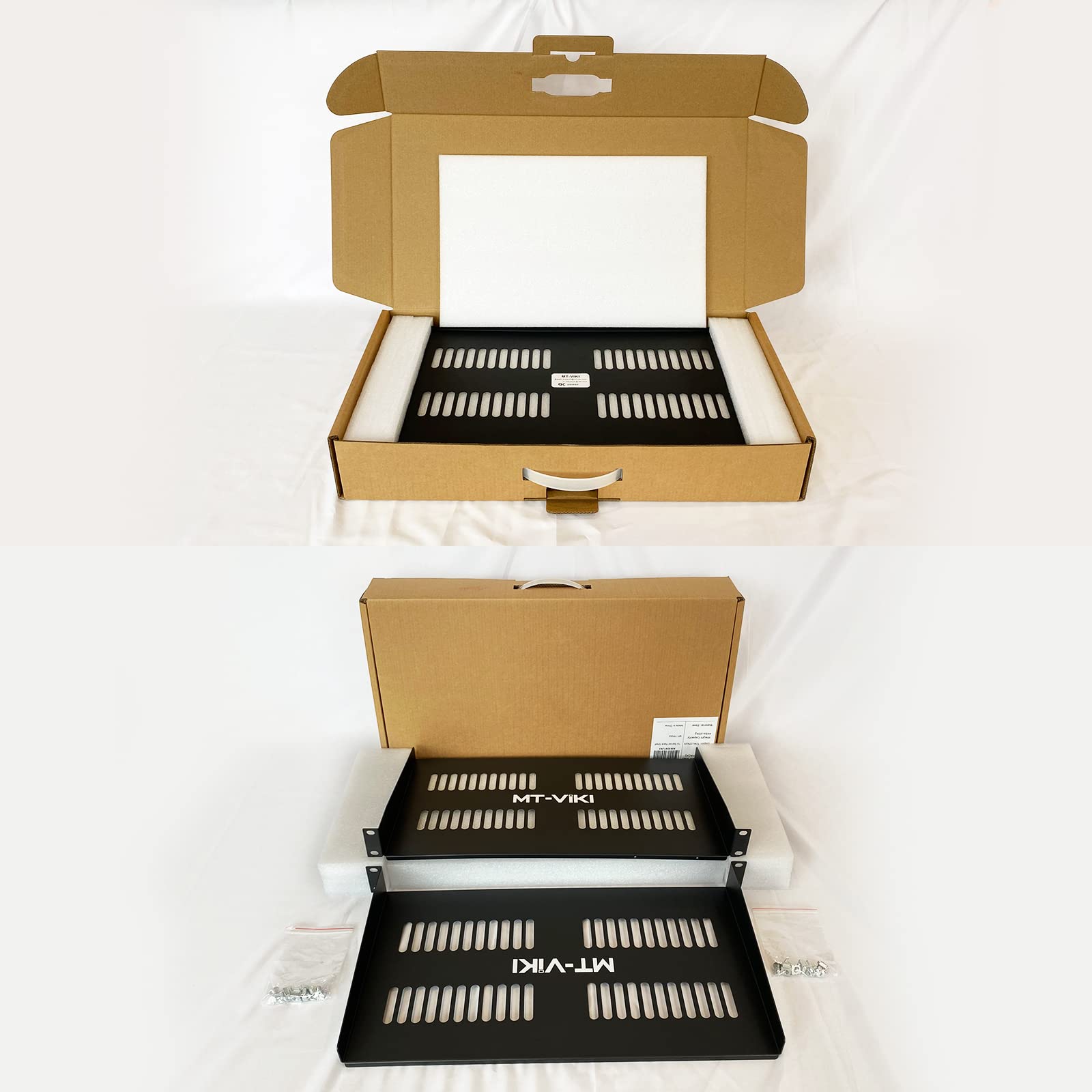 MT-VIKI 2 Stücke 1HE 19 Zoll Fachboden für Netzwerk Schrank 1U perforiertes Rackmontage Server für 19 Zoll Netzwerkschränke 22kg 250mm Tiefe Ablage 2 Stücke