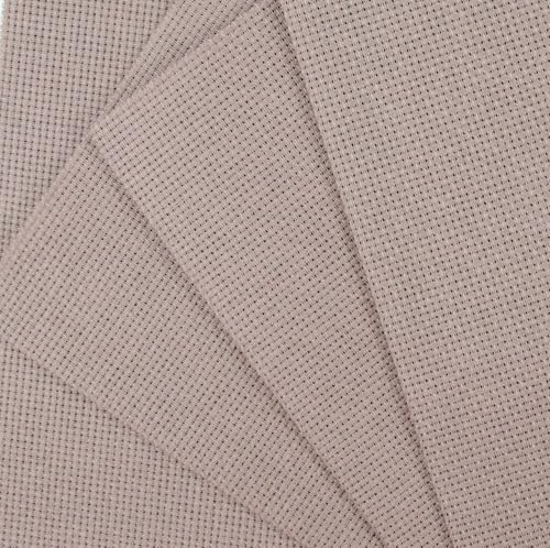Image of KCS 4 /6 pc of 12 inch x 18 inch 30cmx45cm 16CT Counted Cotton Aida Cloth Cross Stitch Fabric (Coffee, 4 pc)