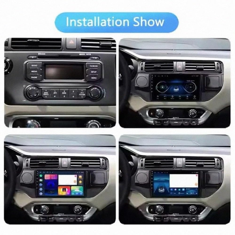 Radio Macchina Touch Screen per Kia Rio 2013-2015 Wireless Carplay Android Auto Stereo Auto Bluetooth Ips con Pantalla Táctil con Gps, 8 Nucleo 4G+64G