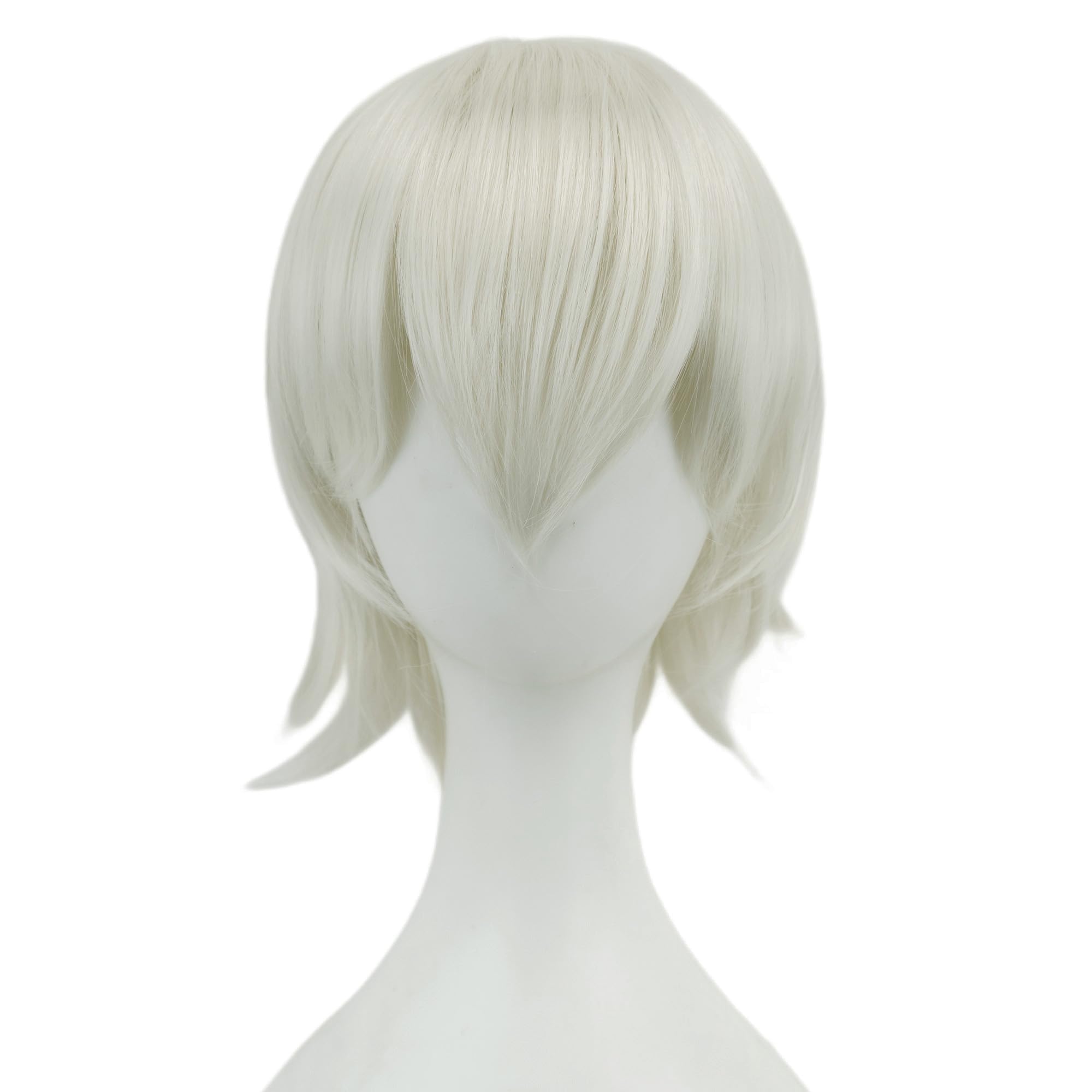 IMISSU Unisex Short Hair Party Wig with Bangs Halloween Costume Wigs (Sliver White) - Image 2