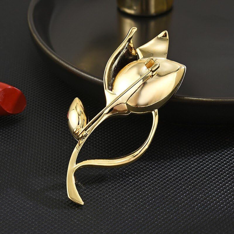 Image of Rhinestone Flower Brooch Austrian Crystal Flower Pin 18k Gold Plated Floral Brooch Lapel Pin Jewelry Mother's Day Birthday Gifts for Mom Wife