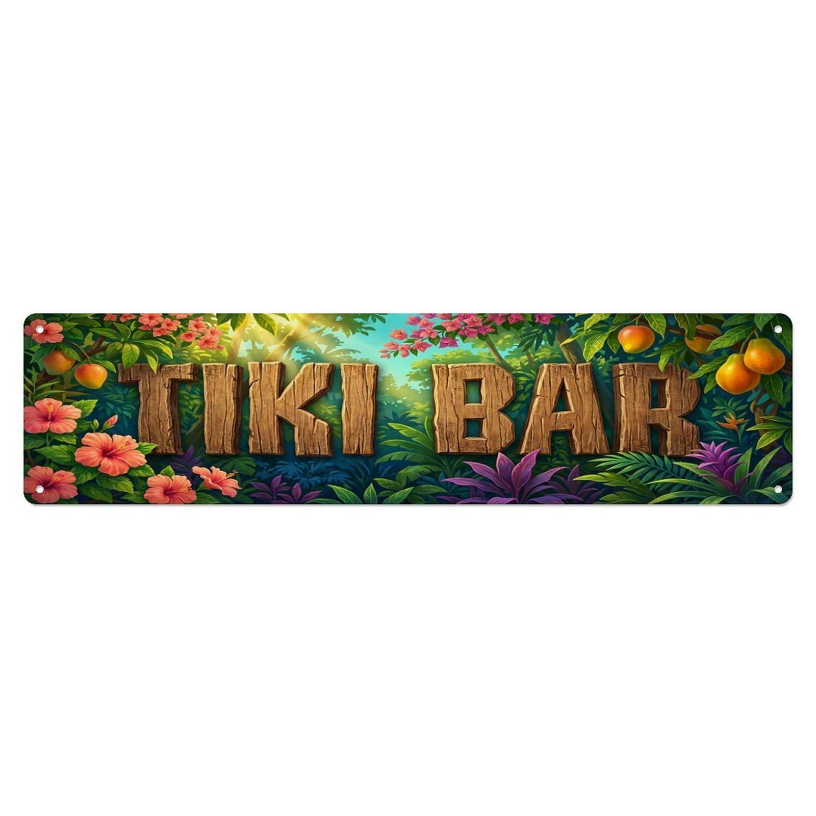 Tiki Bar Outdoor Garden Decor Tropical Beach Bar Palmgrove Metal Tin Sign