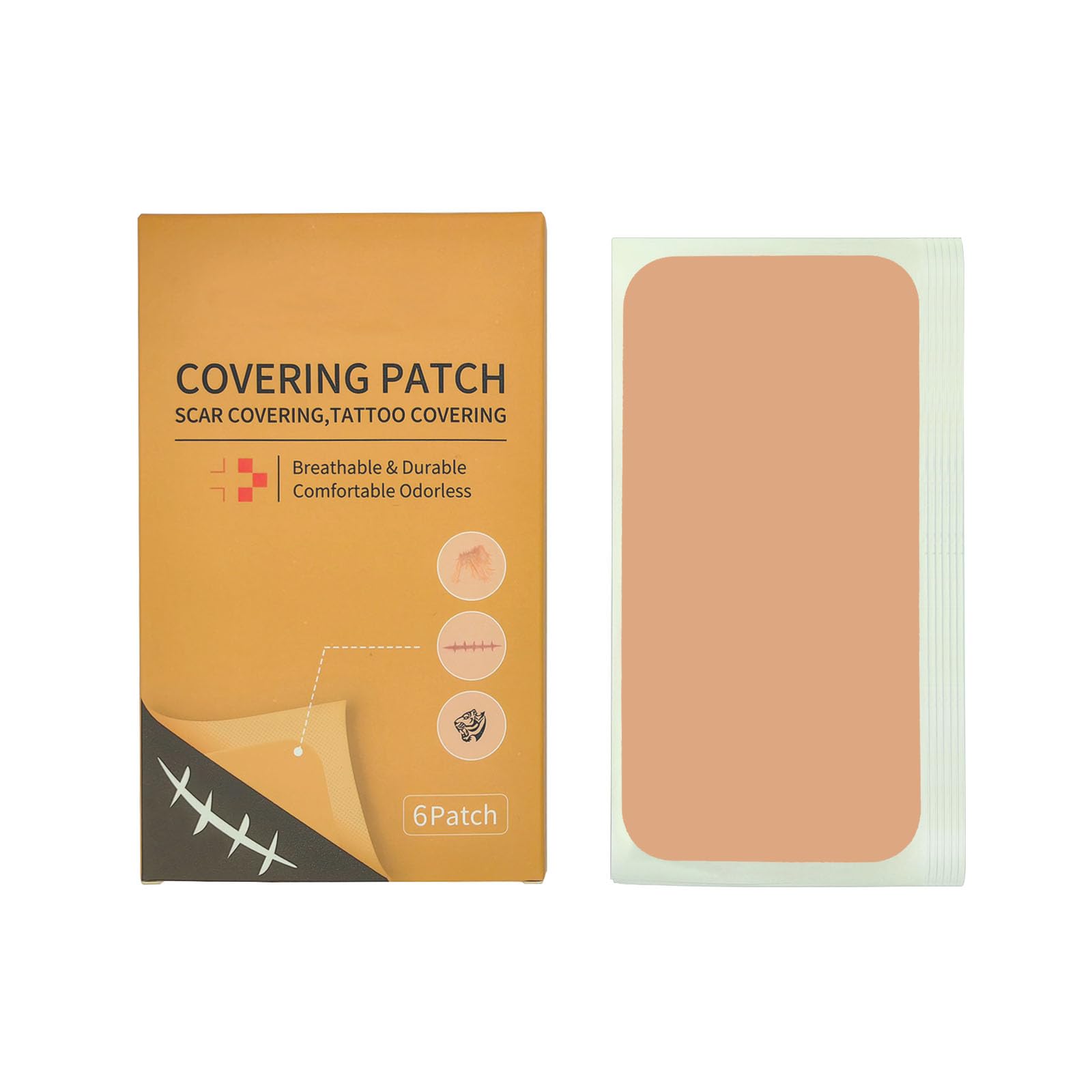 Tattoo Cover Up Tape,Waterproof Concealer Patch,Long Lasting Professional Cover Stickers Ultra Thin Natural Sticker, Gift for Men and Women,6PCS