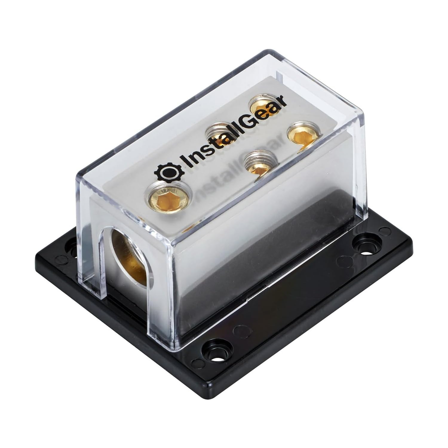 InstallGear 0/2/4 AWG Gauge Power Distribution Block 1/0 Gauge in to (4) 4/8 Gauge Out - Fuse Block for Auto, RV, Motorcycle, and Boat - Distribution Block Car Audio