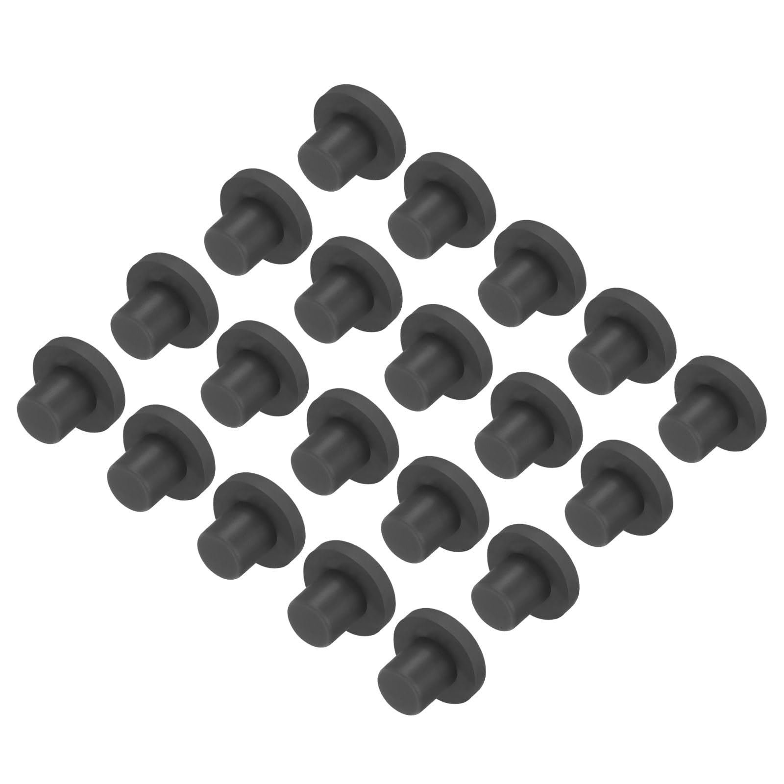 UXCELL High Temp Silicone T-Shaped Solid Rubber Stopper Plugs - Dia 10mm/0.39 inch, Black, Pack of 20 (OD 18mm)