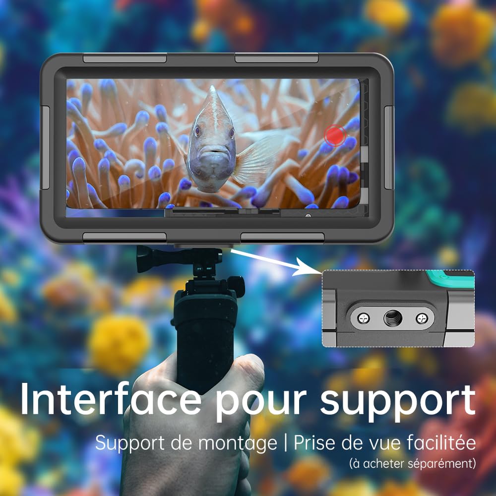 Pochette Étanche Universelle IPX8 - Coque Protection Plongée 15M - Compatible iPhone, Samsung, Huawei, Xiaomi, Oppo, Vivo, LG - Smartphones 4.7-6.8" - Housse sous-Marine (Noir/Bleu-Vert)