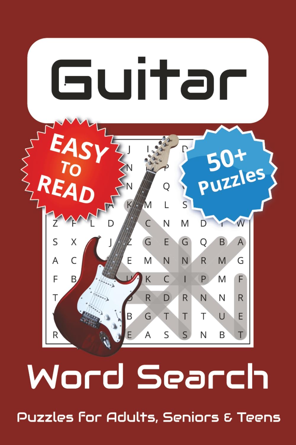 Guitar Word Search Puzzle Book: Word Searches with Easy to Read Print about Guitar | 6x9 inches, 110 pages | 50+ Puzzles... Gift for Vacations and Holidays