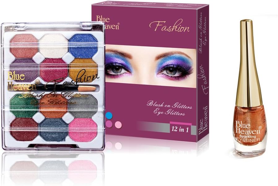 BLUE HEAVEN 12x1 Fashion Eye Shadow & Sparkeling Eyeliner 03 Combo.