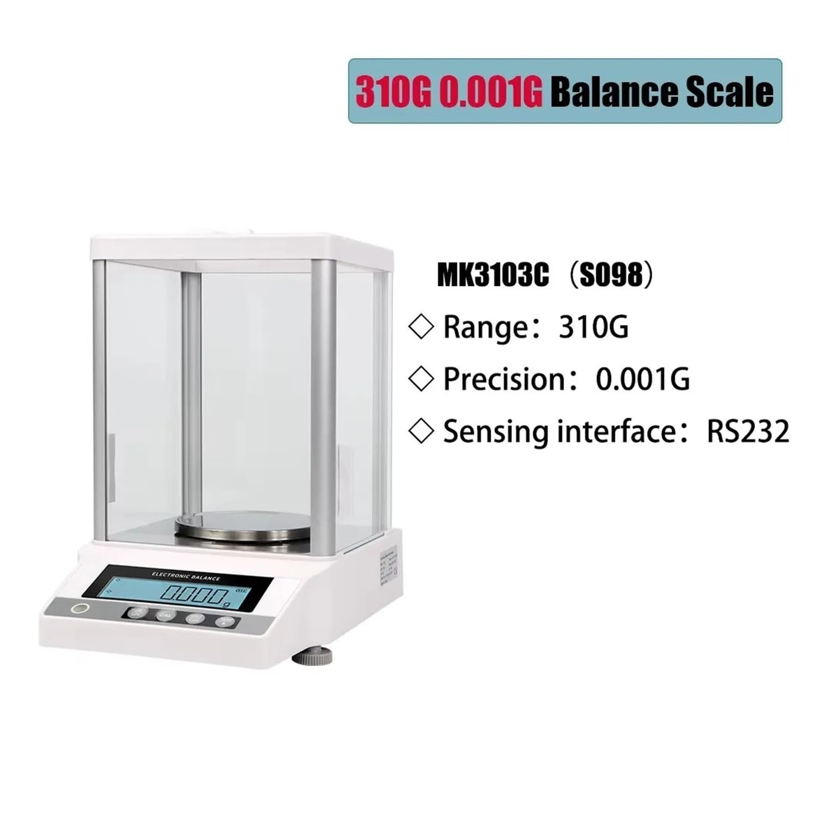 Balanza analítica de resolución de 310g/510g, rango de 0.001g, microbalanza Digital, balanza electrónica de precisión Para múltiples objetos(310G 0.001G)