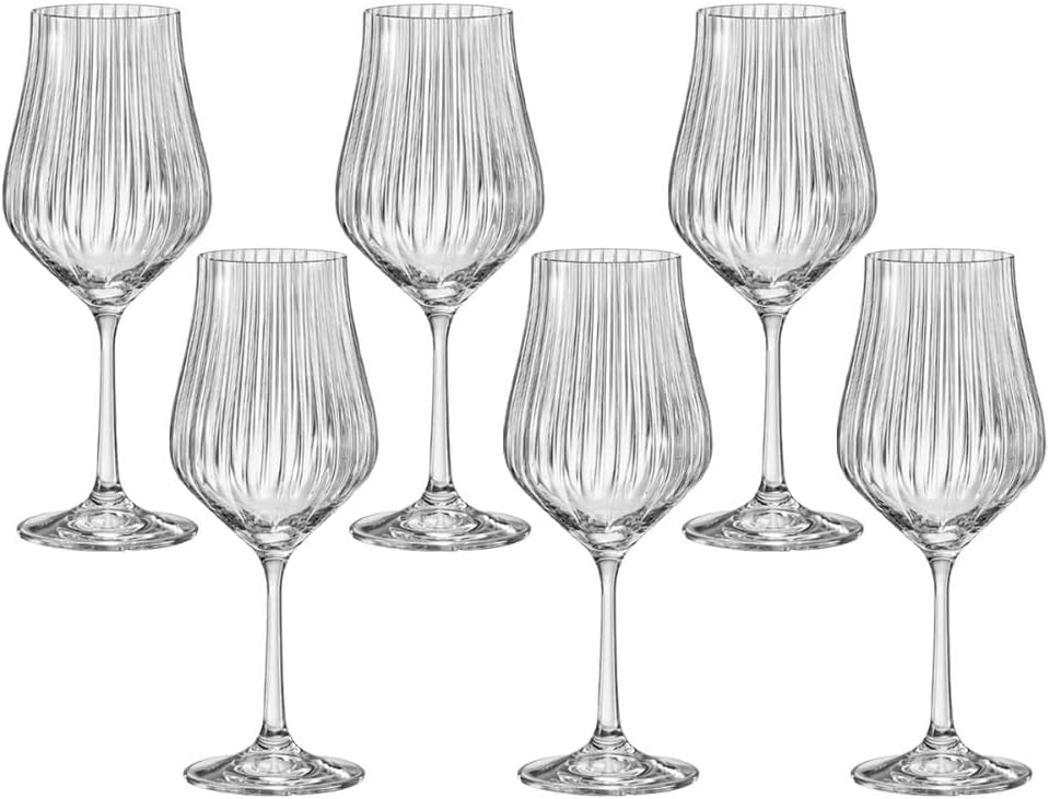 Bohemia Tulipa Optic kırmızı şarap kadehi, kristal cam, 450 ml, 6'lı set
