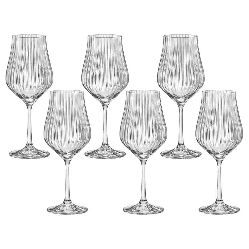 Bohemia Tulipa Optic kırmızı şarap kadehi, kristal cam, 450 ml, 6'lı set