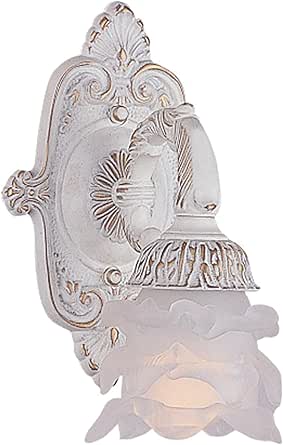 Crystorama Paris Market 1 Light Antique White Sconce with Sconce with Glass Shade