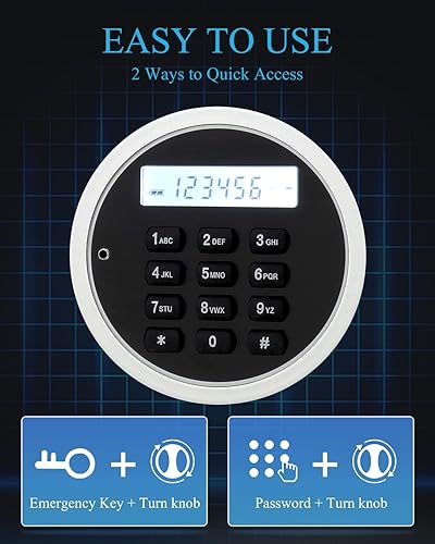 Miniatura 2 de TIGERKING Caja de seguridad digital con luz LED, pequeña caja de seguridad para dinero con estante extraíble, caja de seguridad para dinero, joyería