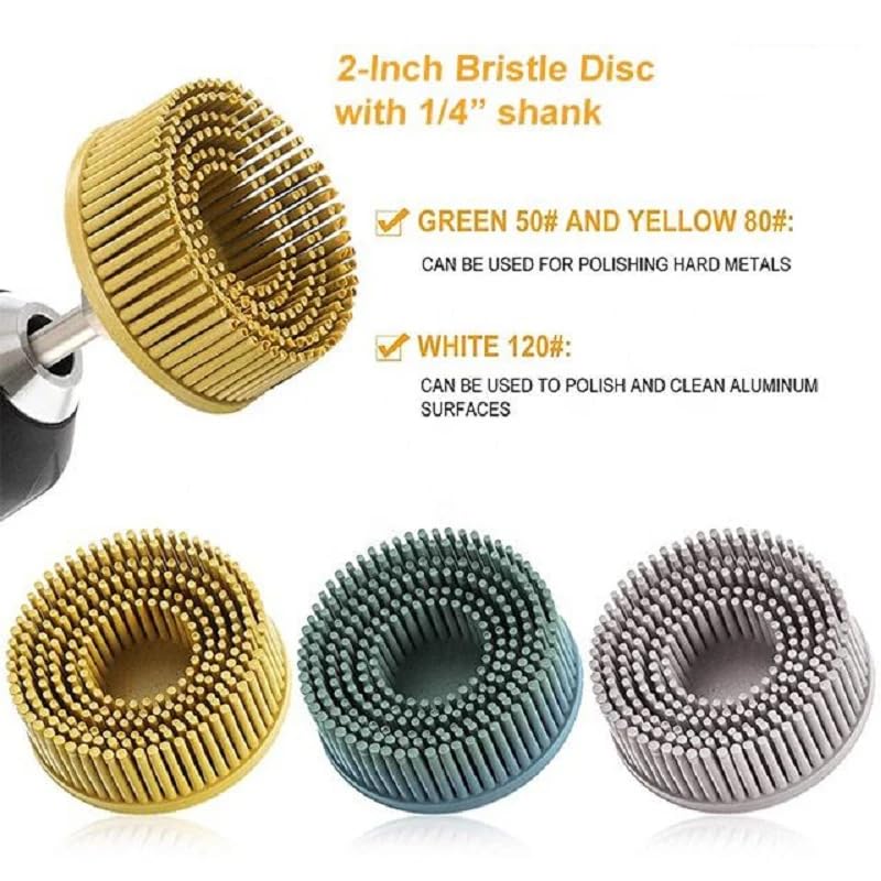 Abrasive Bristle Disc 3 Pcs, 2 Inch 3 Inch with Backer Holder 1/4'' Shank for Metal Deburring Polishing Cleaning Rust Removal,2 Inch with Backer
