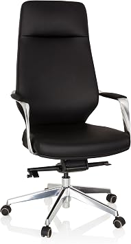 hjh OFFICE 600983 Elegant Executive Chair Velvet Faux Leather Black Office Chair with High Back
