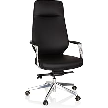 hjh OFFICE 600983 Elegant Executive Chair Velvet Faux Leather Black Office Chair with High Back