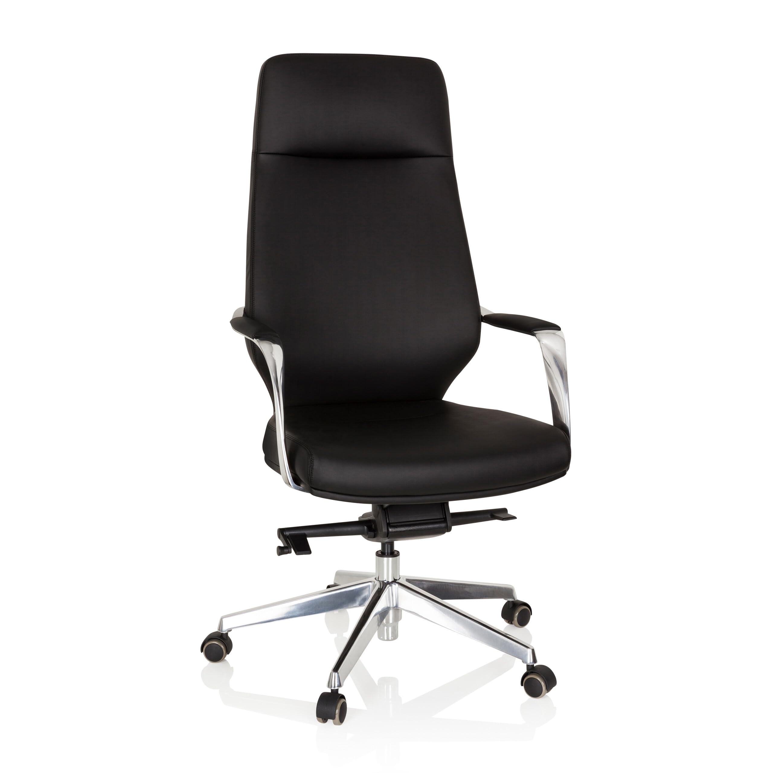 HJH Office 600983 Elegante sedia direzionale VELVET ecopelle nera Sedia da ufficio con schienale alto