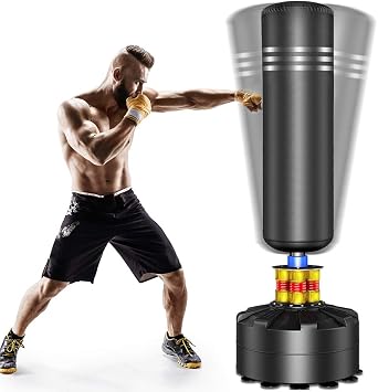 Punching Bag Heavy Boxing Bag with Suction Cup Stand- Freestanding Punching Bag for Adults Kickboxing Bags Kick Punch Bag for Home Gym Boxing Training Black, 69"