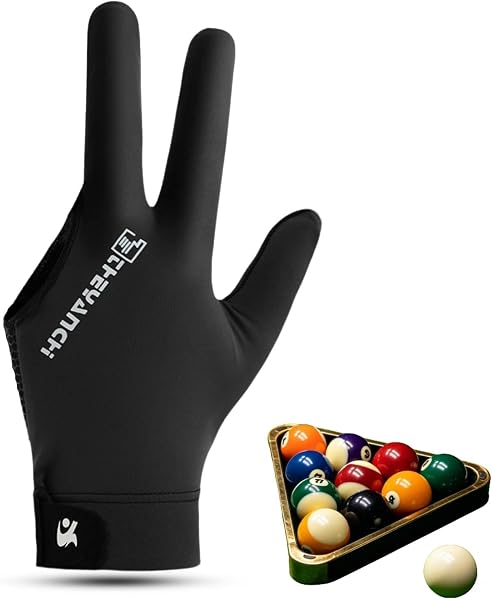 equlup Guantes de Billar, Guantes Profesionales de Snooker Guantes Transpirables 3 Dedos de la Mesa Izquierda Accesorio para Hombres y Mujeres - 1