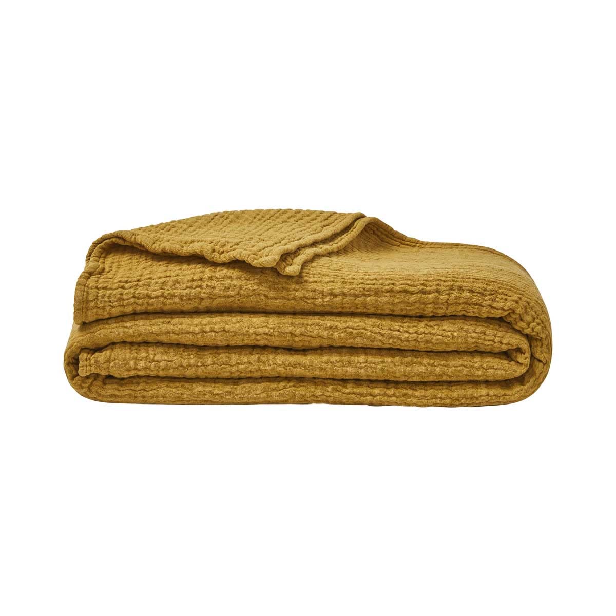 ESSIX Plain Cotton Gauze Bed Cover, Jazzy, 260 x 240 cm