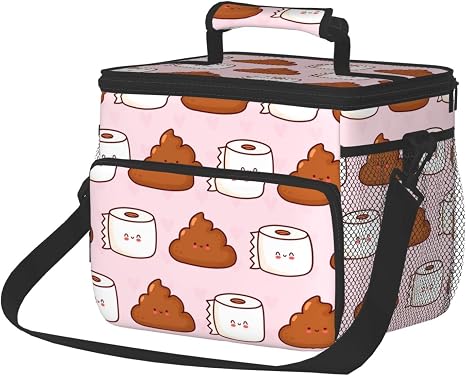 Amazon ピクニックバスケット 保冷 クーラーボックス かわいい面白いうんちとトイレットペーパーベクトルフラット漫画カワイイキャラクターイラストアイコンデザイン 断熱バッグ 大容量の旅行ピクニック釣りディナーパーティー ランチバッグ ランチ巾着 ランチベルト