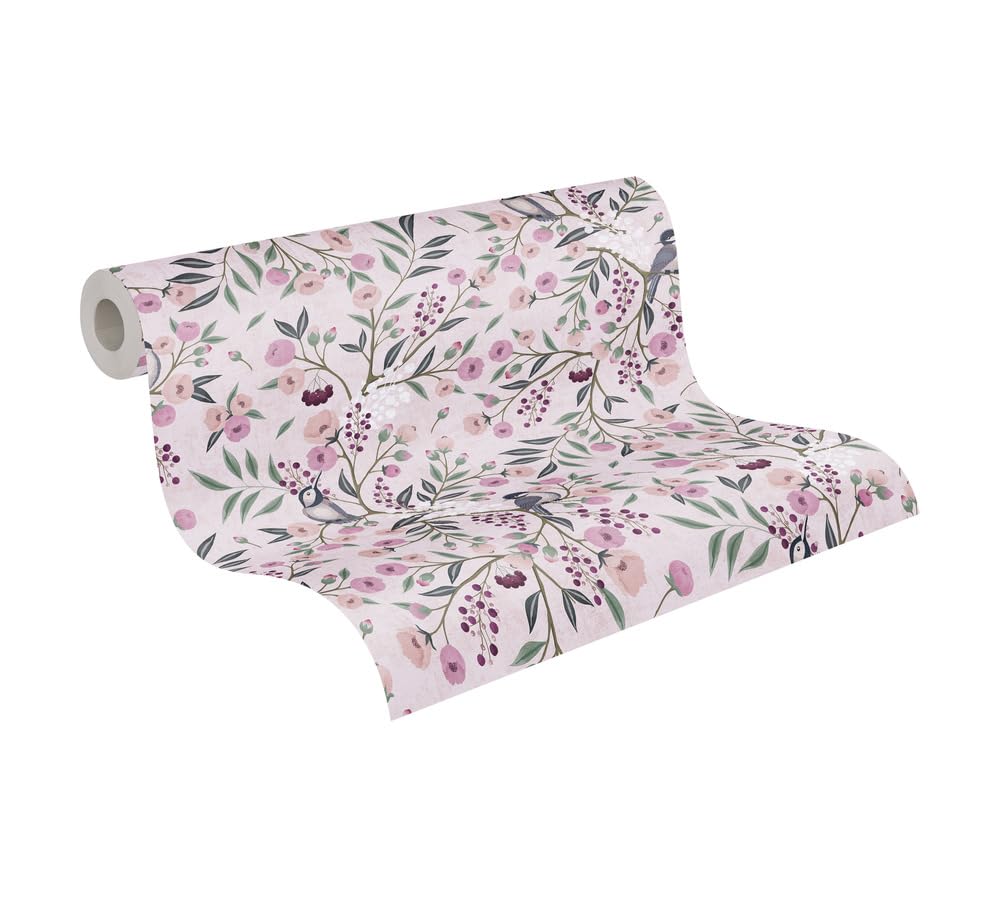 A.S. Création Lilly & Luis Non-Woven Wallpaper with Little Flowers in Multicolour, Pink, Purple