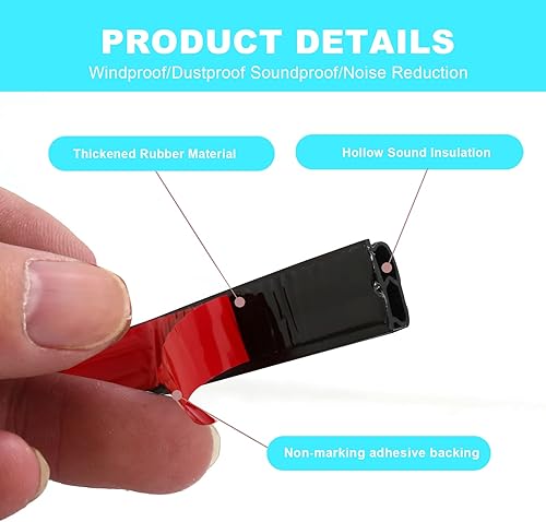 Miniatura 6 de Tira de sellado de 0.78 pulgadas para puertasventanas, sellos de respaldo autoadhesivos (de 110 pulgadas a 1150 pulgadas), tira de sellado de 49