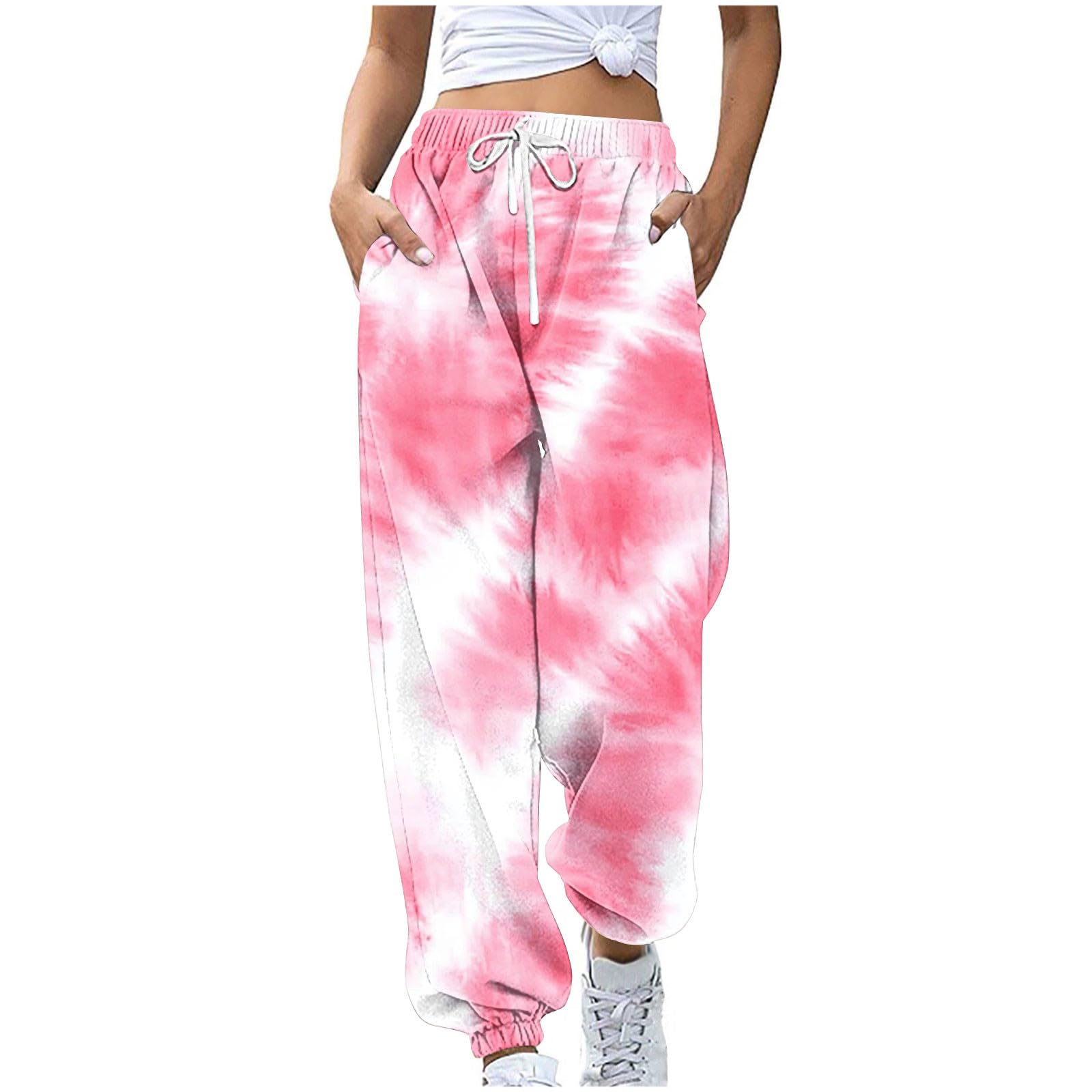 Cinch Bottom Sweatpants Womens Baggy High Waist Joggers with Pockets Workout Gym Sweat Pants Athletic Lounge Trousers
