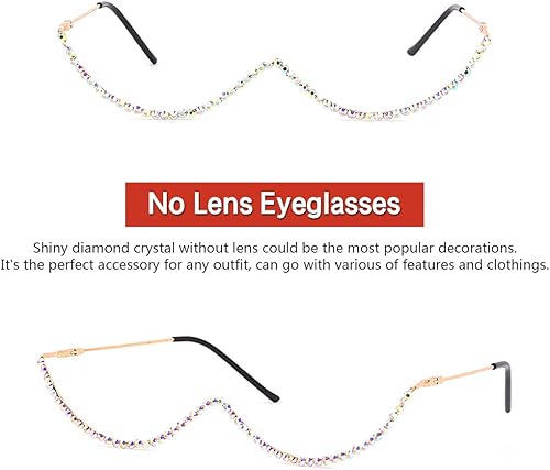 Miniatura 5 de Naimo Gafas de sol cristalinas brillantes de la mitad del marco de las gafas de sol del Rhinestone