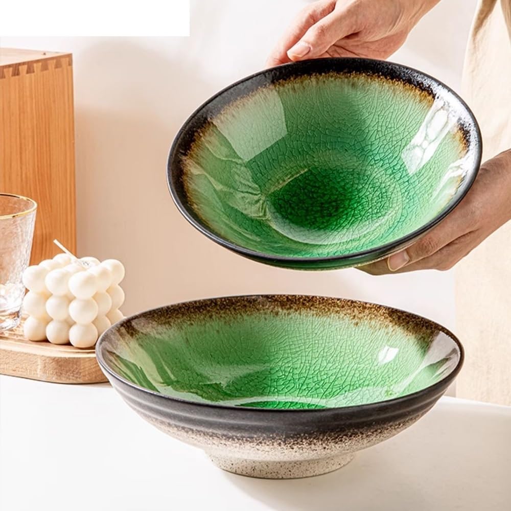 Platos de Camping Cuenco de Sopa cerámica Creativo Chino for Uso en restaurantes, Cuenco Fideos Ramen, Muy Adecuado for, hoteles, etc Plato Decorativo(A)