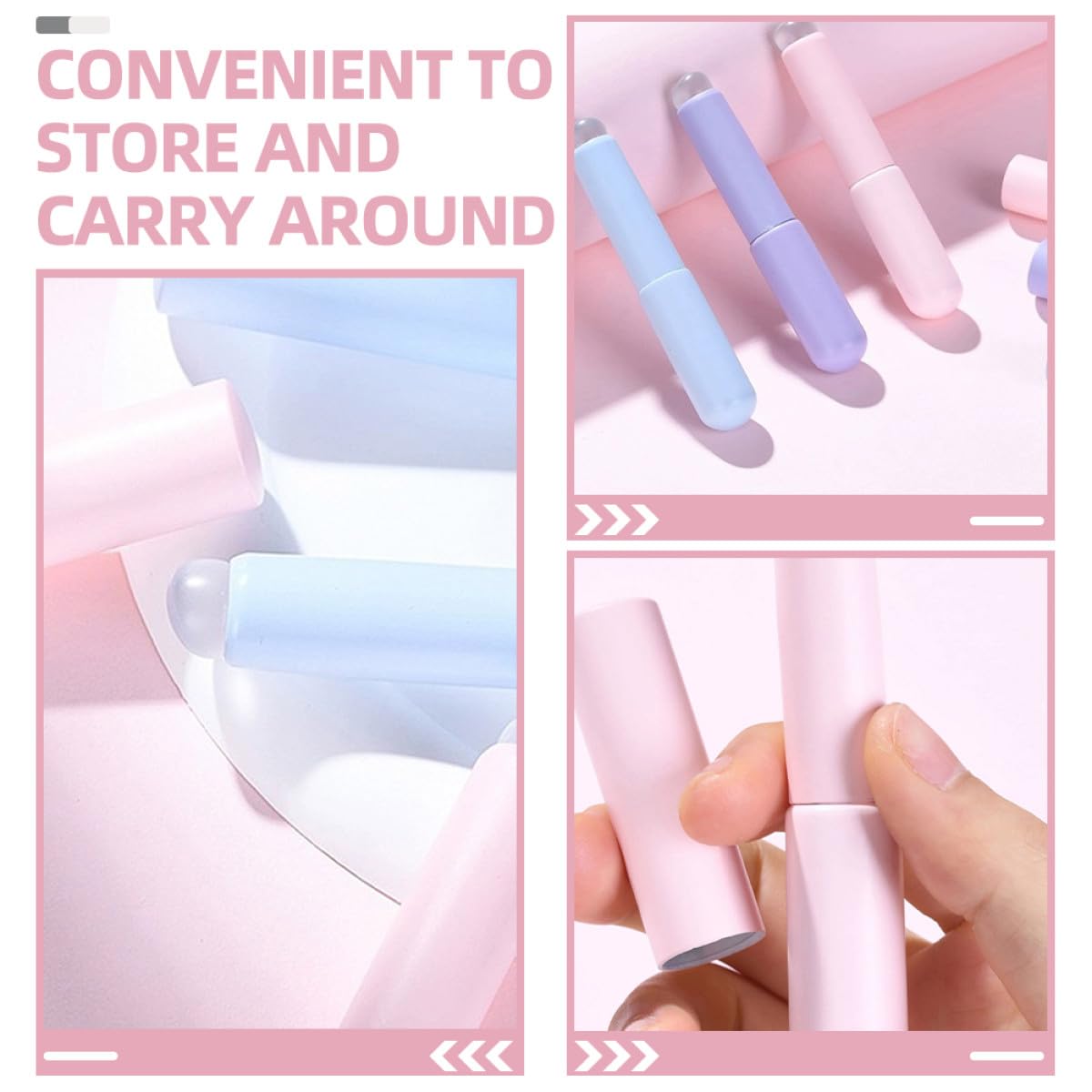 6pcs Silicone Lip Applicator Brush Set with Lid Multi-color Portable Lipstick and Lip Gloss Makeup Brushes and Concealing Use