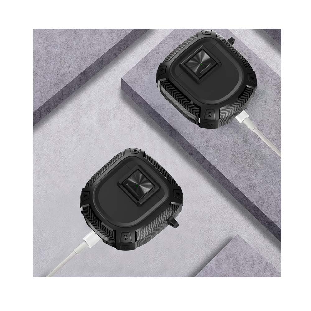 Etui dla Bose QuietComfort Earbuds II, [Shockproof] Wytrzymały TPU Ochronne Etui z Karabinkiem, Pełna Ochrona Ciała, kompatybilny z Bose QuietComfort Earbuds II-Czarny