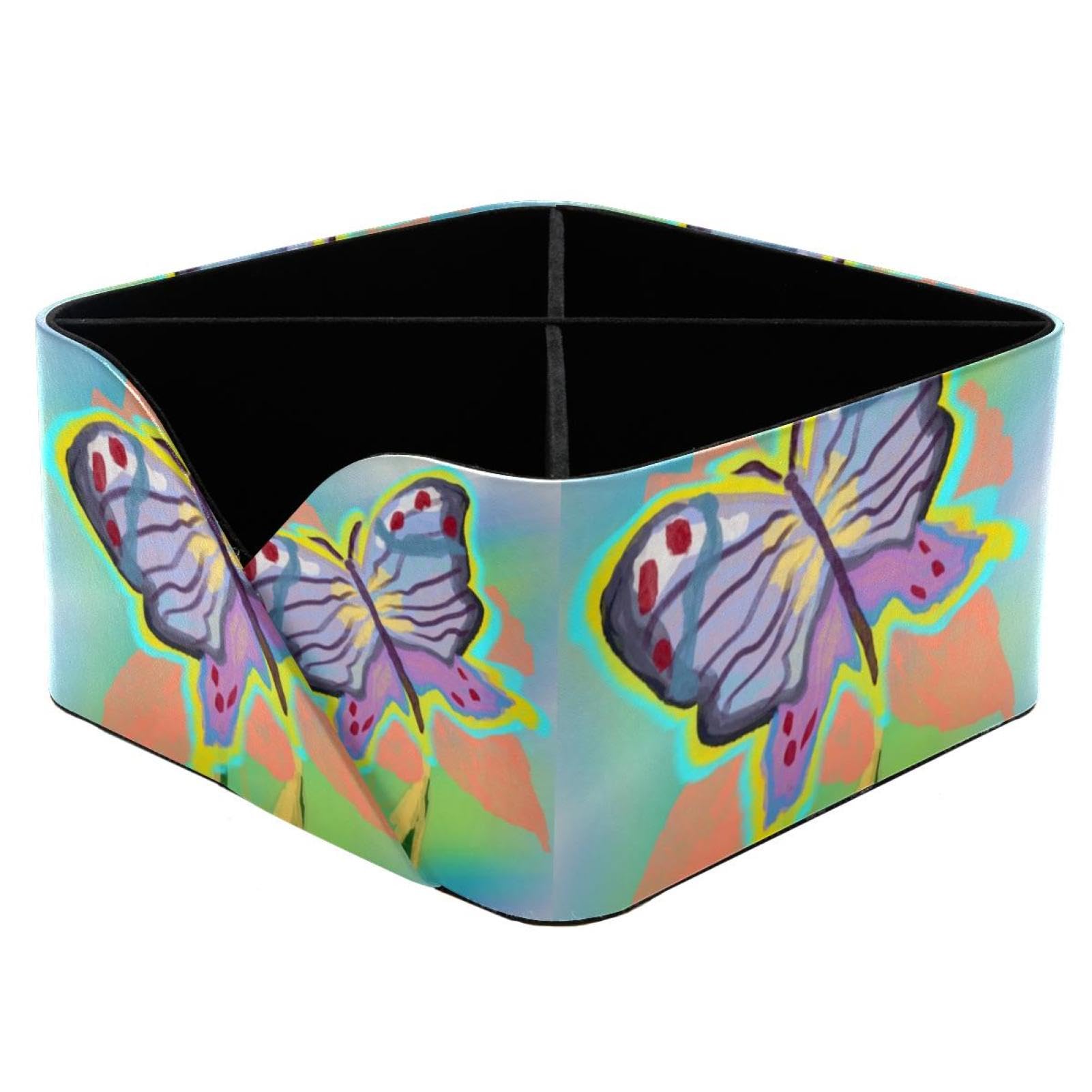 Porte-stylo rectangulaire papillon : pot de rangement pour bureau et cosmétiques