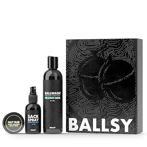 Ballsy Paquete de saco, kit fresco para hombre, incluye gel de baño, spray desodorizante y colonia frotar, cuidado corporal para hombres, paquete