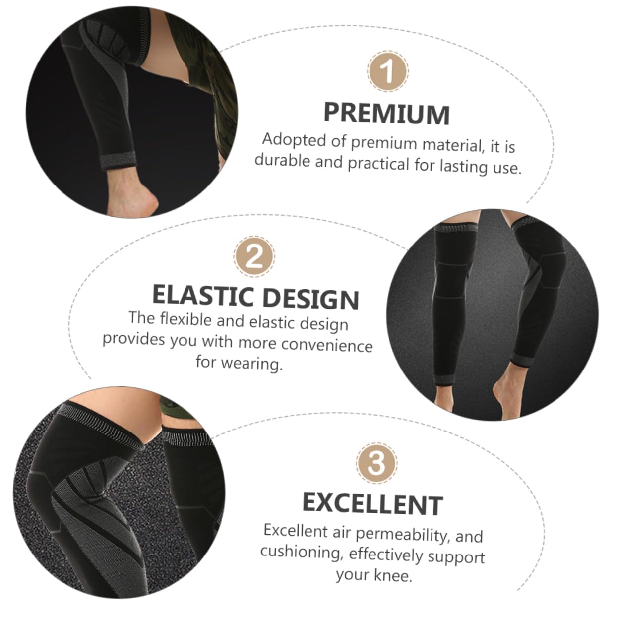 FRCOLOR 2-pack Knee Braces Thin Knee Pads for Running Basketball Badminton Comfortable Fabric Non-slip Breathable