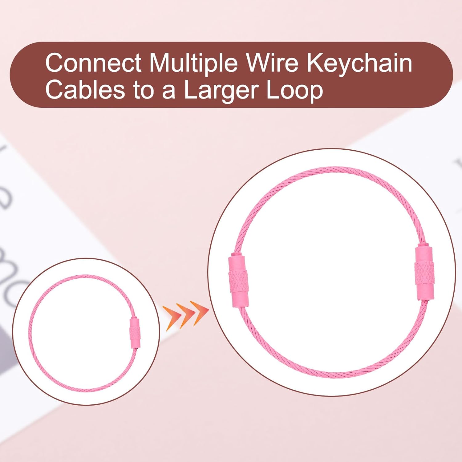 uxcell Wire Keychain Cable Coated Stainless Steel Luggage Tag Loops Metal Wire Cable Key Ring Loop for Luggage