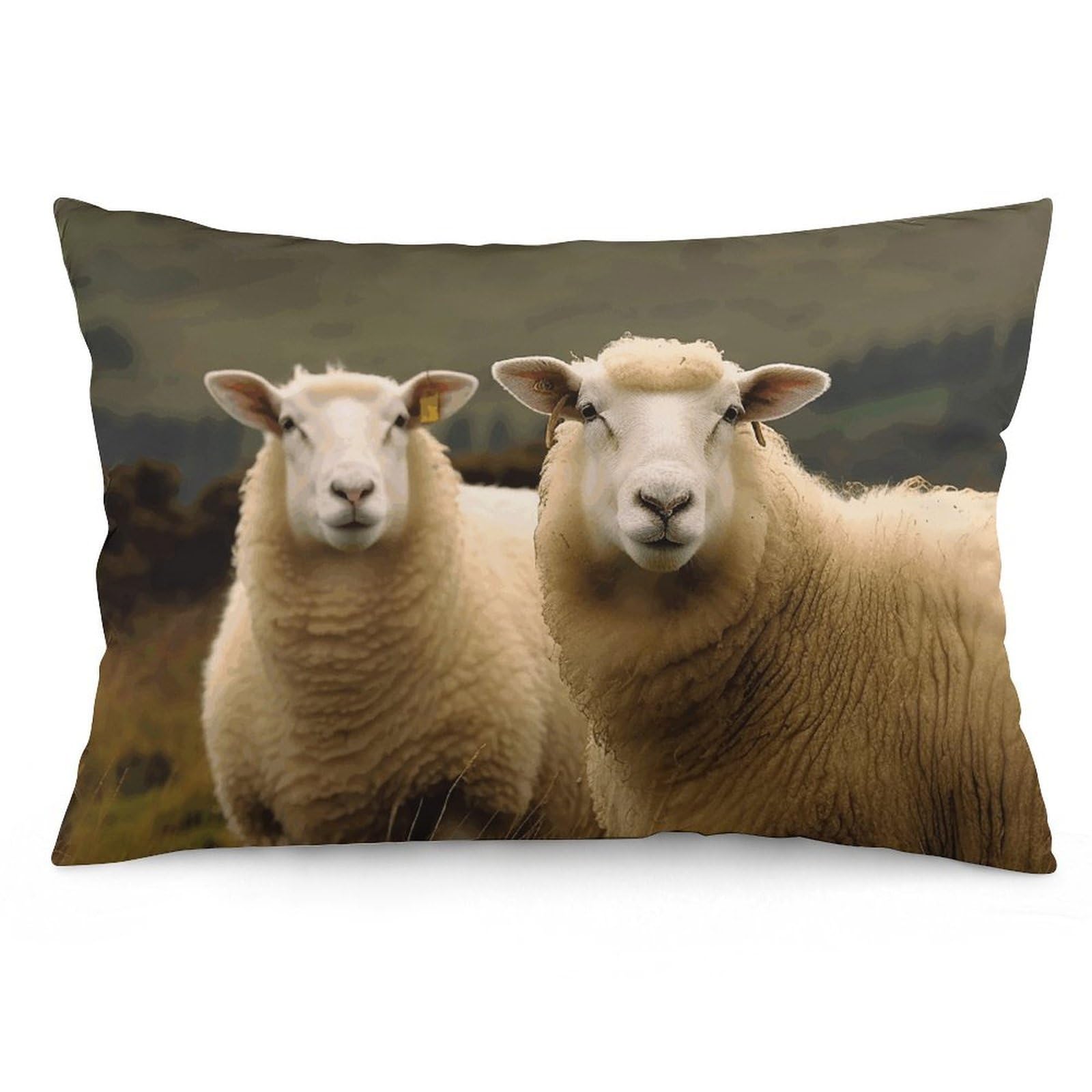 2 Pack Pillow Cases for Hair and Skin, Soft Breathable Pillow Case Covers with Hidden Zipper, Two White Sheep Pillowcase 12 "x20 Pillow Covers for Sleeping Gift