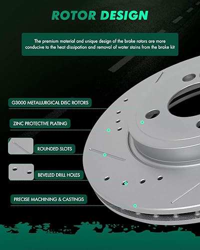 Miniatura 49 de SCITOO Juego de 2 frenos de freno ranurados traseros para Chrysler Town & Country, 08-16 para Dodge Grand Caravan, 09-13 para Dodge Journey, 12-15