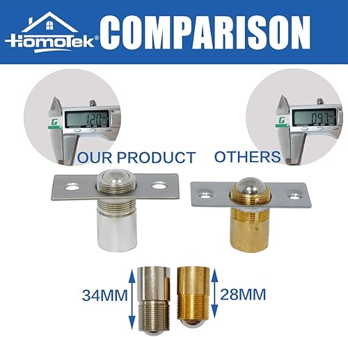 Miniatura 5 de HOMOTEK Paquete de 4 cierres de bola de repuesto para puerta de armario, cierre de bola ajustable para puerta francesa con placa de golpeo (níquel