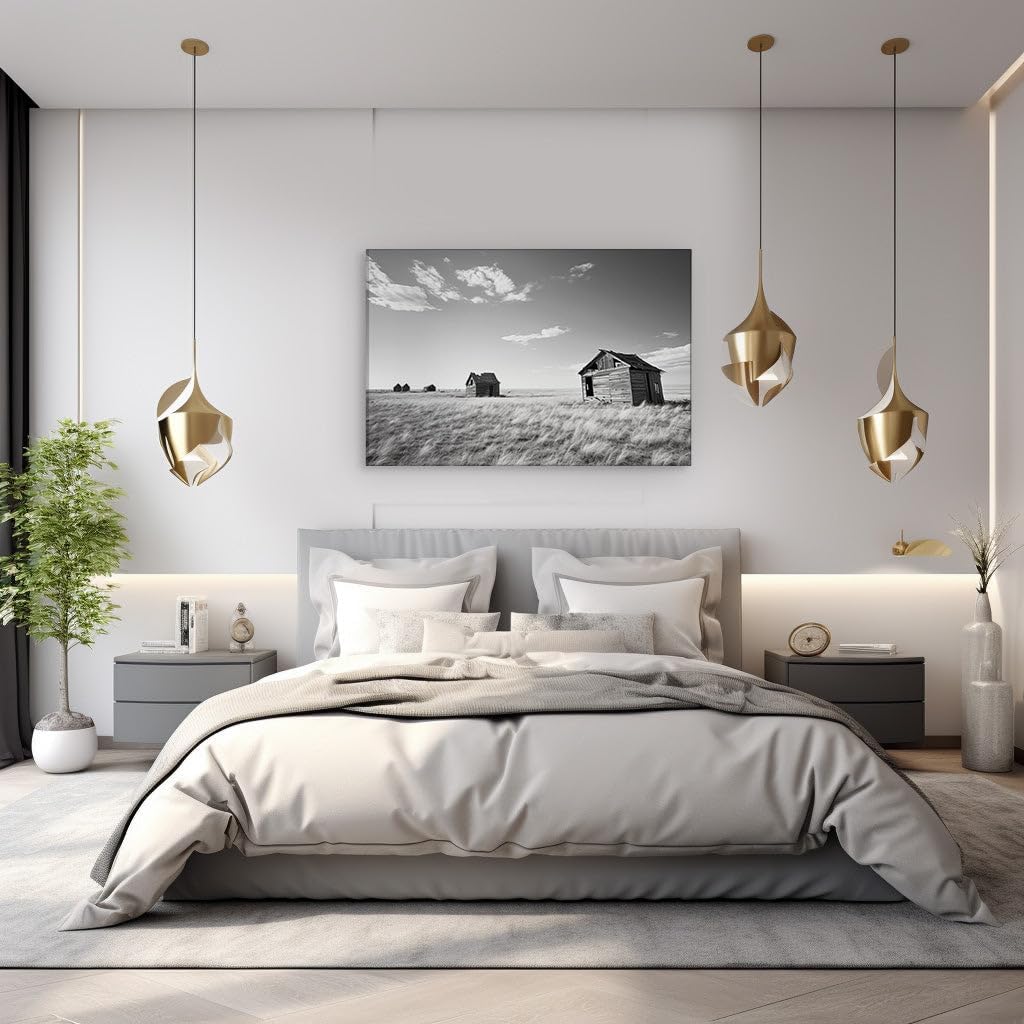 Canvas for Living room. Whispers of the Past: Solitude in an Abandoned Farmstead, 27 x 18 inch Canvas Wall Art - Ready to Hang