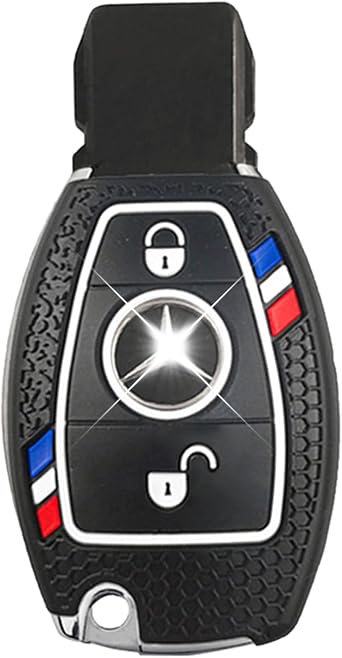 Mercedes-Benz TPU Silicone Key Cover for A, B, C, E, G, K, R, S, M, AMG, VITO, VIANO, GLA, GLC, GLE, GLK, SL, SLK - 2-Button Fob Protection Black
