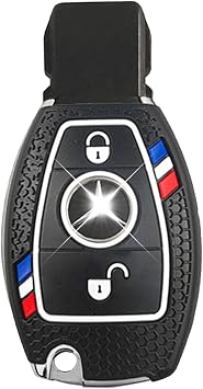 Key Cover Compatible with MERCEDES BENZ Key Fob Cover-2Btn Black | TPU Silicone, Fit for MERCEDES BENZ A B C E G K R S M S Class AMG VITO VIANO GLA GLC GLE GLK SL SLK Car Key Cover, 2 Buttons