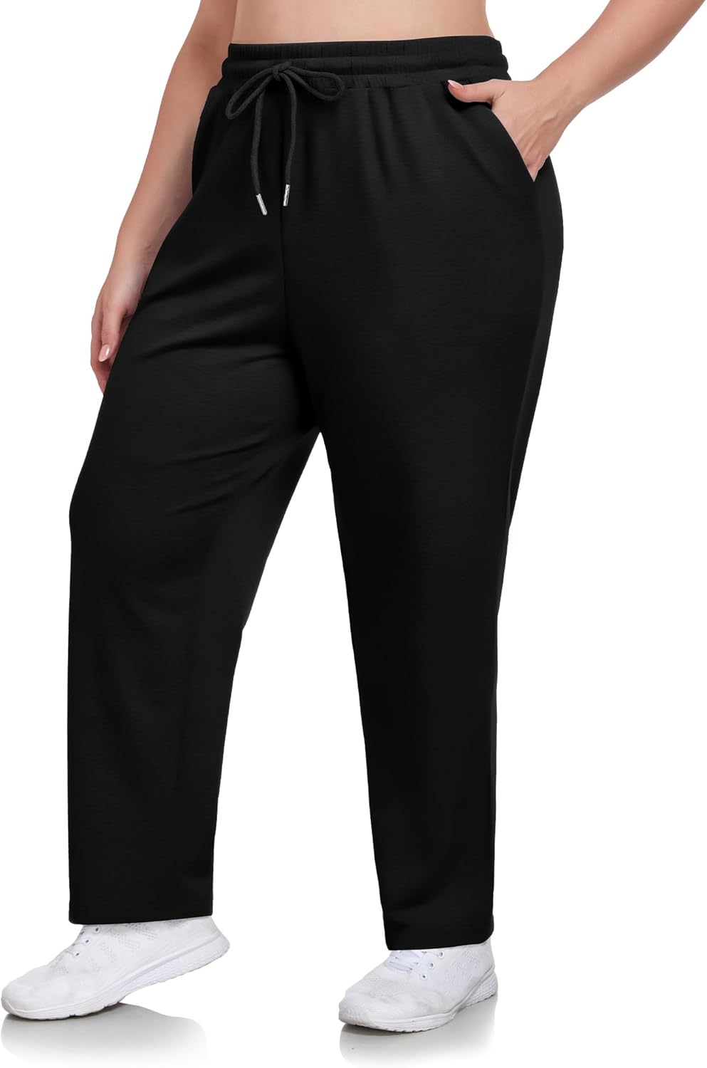 COOTRY Plus Size Straight Leg Sweatpants Women Athletic Workout Yoga Pants Lounge Casual Sweat Pants with 3 Pockets