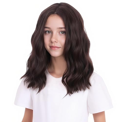 Miniatura 46 de Peluca rubia para niños, peluca ondulada corta y rizada para niñas, pelucas rubias doradas, pelucas de corte Bob rubio con raya lateral Rubio,Rubio