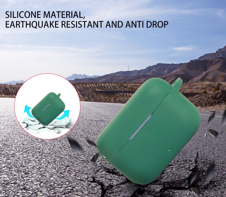 Image of AJM 360 Protection Shockproof Design Soft Rubberised Case with Keychain for Realme Buds T200 (Dark Green)