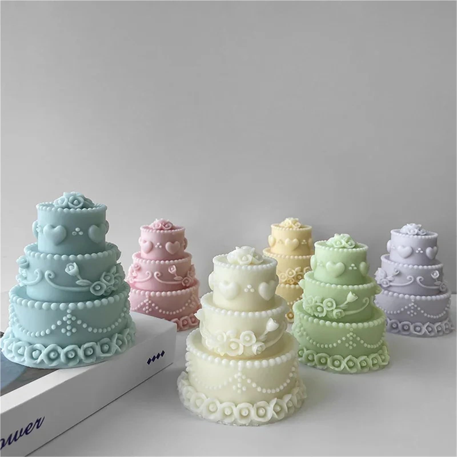 Moule à gâteau d'anniversaire en Silicone, faire soi-même, plâtre de bougie, multicouche 3D, outils cuisson gâteaux au sucre, bonbons chocolat, 2 pièces Pour Bougie(S)